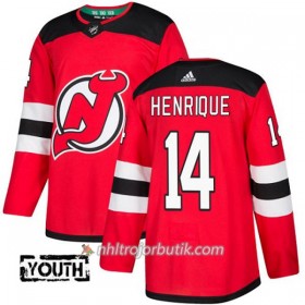 Barn Ishockey New Jersey Devils Tröja Adam Henrique 14 Adidas 2017-2018 Röd Authentic